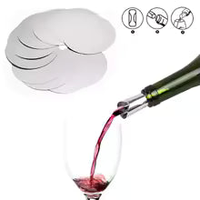 20 discos vertedor de vino de papel de aluminio plateado plegable Flexible reutilizable Mini disco de boquillas para detener de goteo
